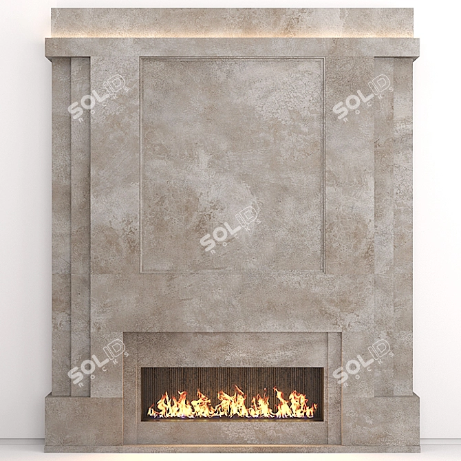 Sleek and Stylish Dual-Model Fireplace 3D model image 2