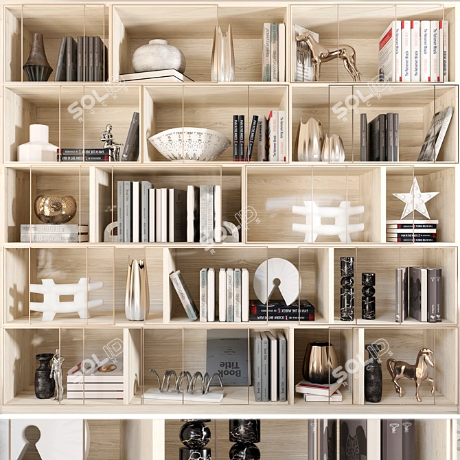 Elegant Bookcase with Statuette 3D model image 1