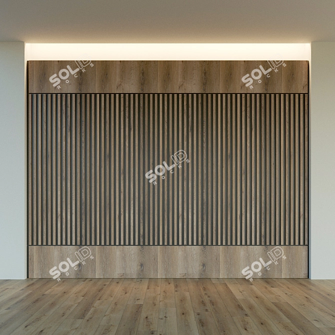 Wooden 3D Wall Panel - Decorative and Versatile 3D model image 2