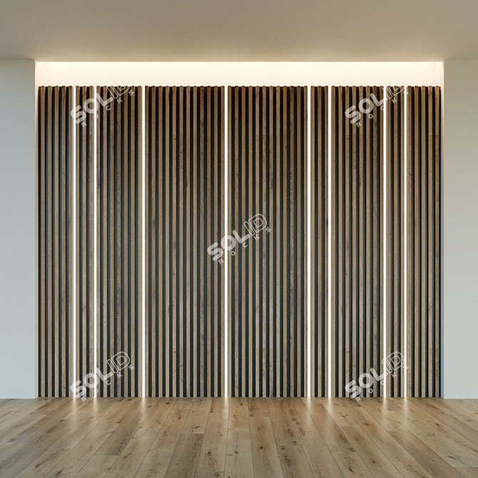 Wooden 3D Decor Panel: High-Resolution Texture & Lightweight 3D model image 2