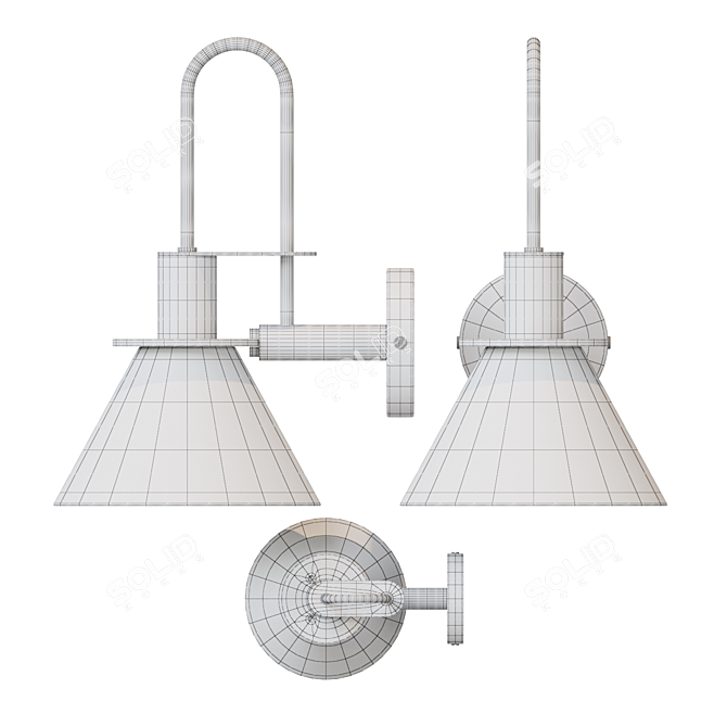 Title: Industrial Brass Cone Pendant Lamp 3D model image 3