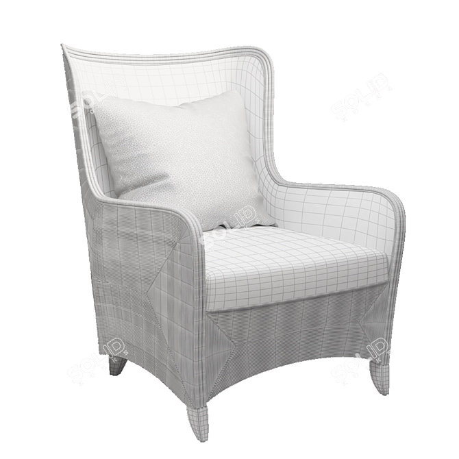 Kingston Wing Chair: Refined Elegance in Natural Rattan 3D model image 3