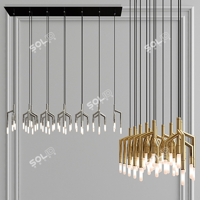 Elegant Rameau Linear Chandelier 3D model image 1