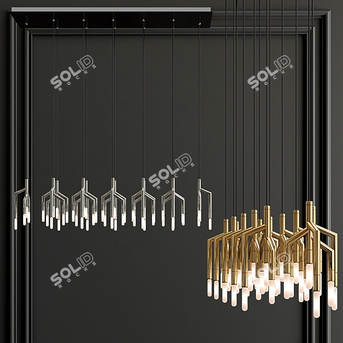 Elegant Rameau Linear Chandelier 3D model image 2
