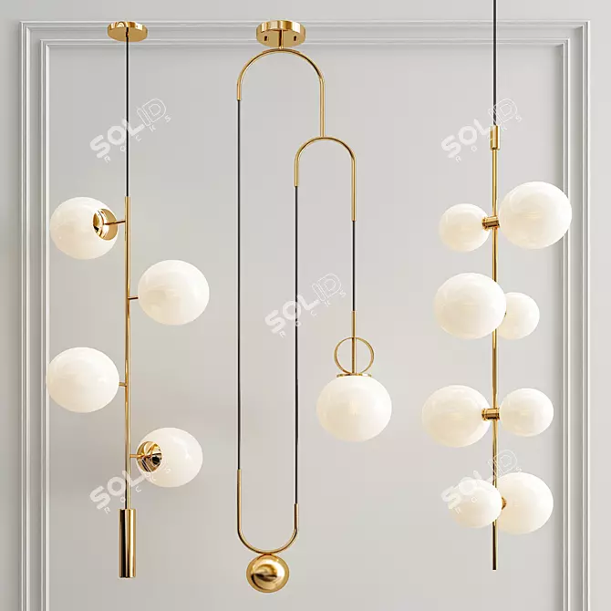 Exclusive Pendant Collection: Orb Lounge, Cradle Brass, ModernRail 3D model image 1
