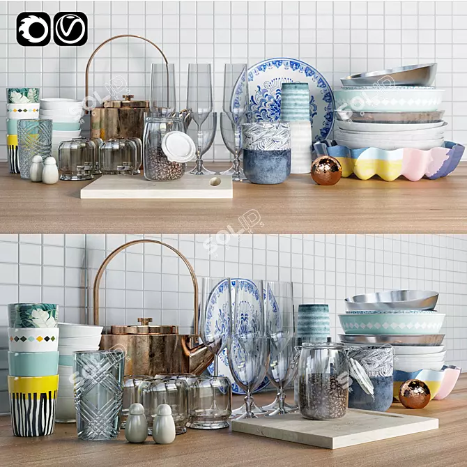 5-Piece Kitchen Accessory Set 3D model image 1