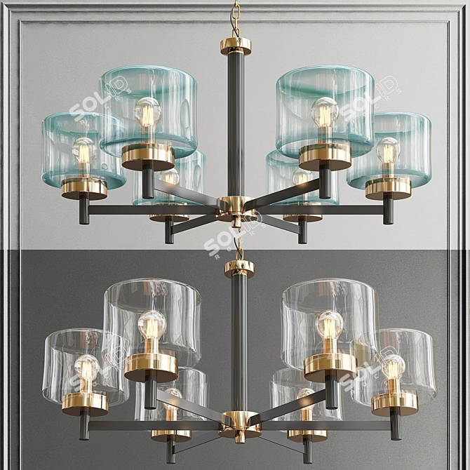 Designer Glass Chandelier: Postmodern Elegance 3D model image 1