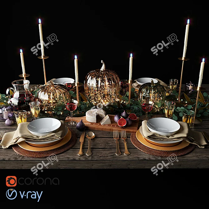 Harvest Pumpkin Table Decor 3D model image 1