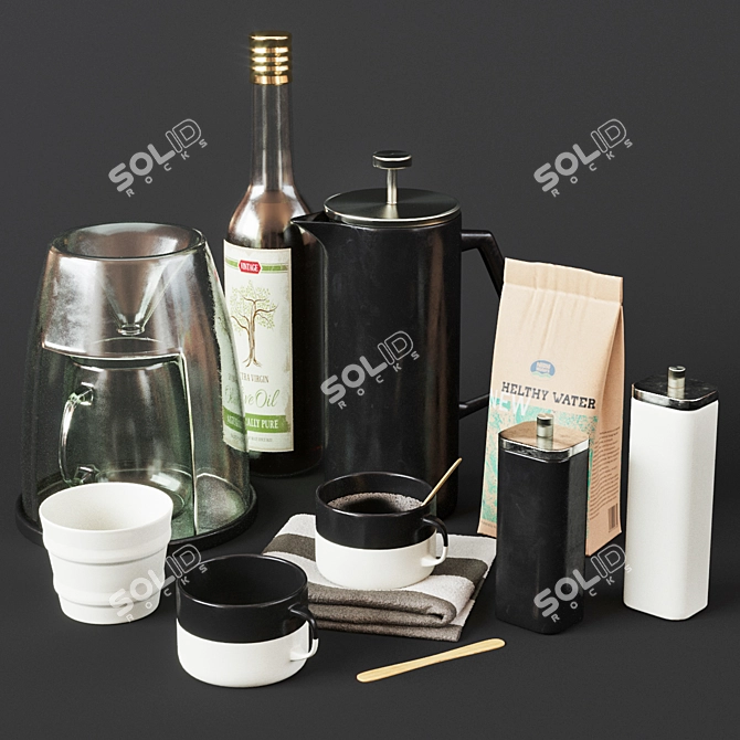 Elegant Kitchen Decor Set 3D model image 1