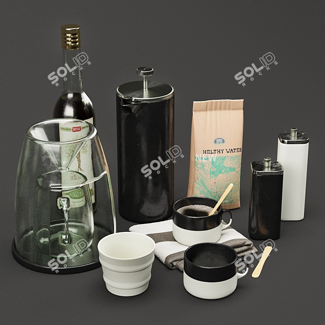 Elegant Kitchen Decor Set 3D model image 2