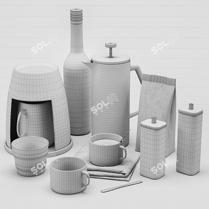 Elegant Kitchen Decor Set 3D model image 3