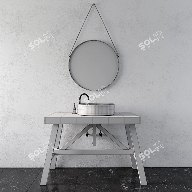 Title: Vintage Charm Rustic Bathroom Set 3D model image 3