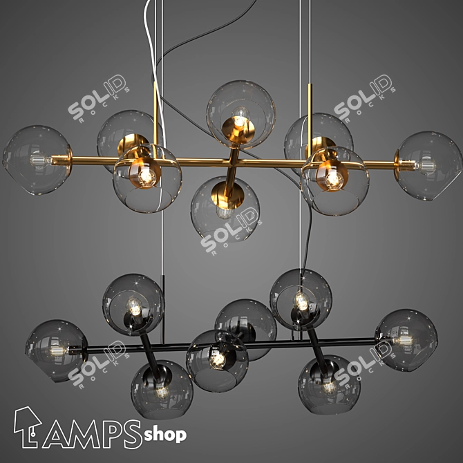 Designer Chandelier Molecule - Elegant and Modern 3D model image 1