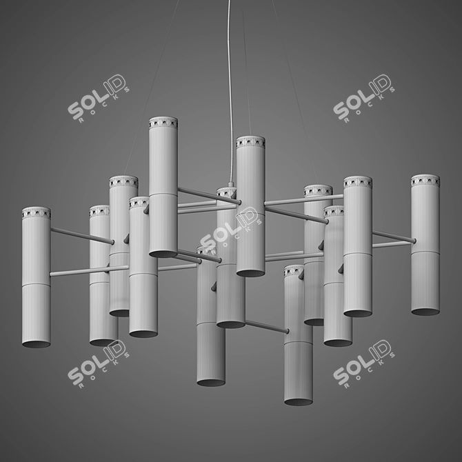 Gold and Black Chandelier: Elegant Lighting Fixture 3D model image 2