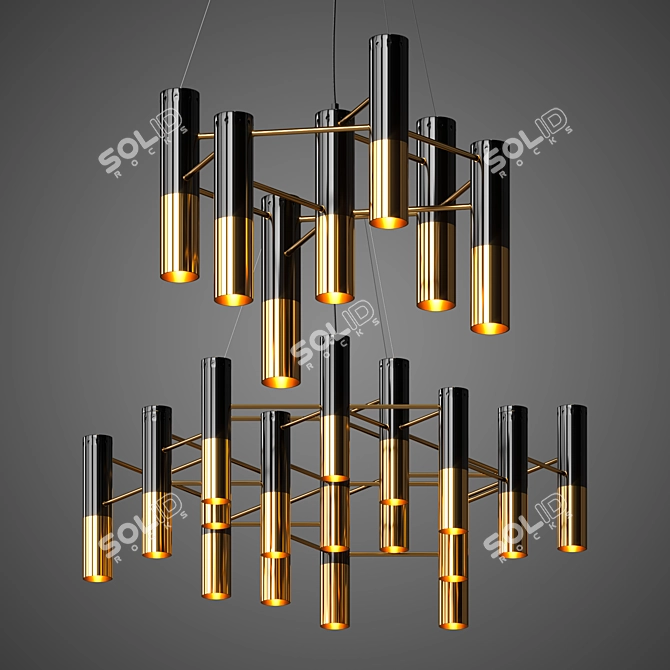 Gold and Black Chandelier: Elegant Lighting Fixture 3D model image 3