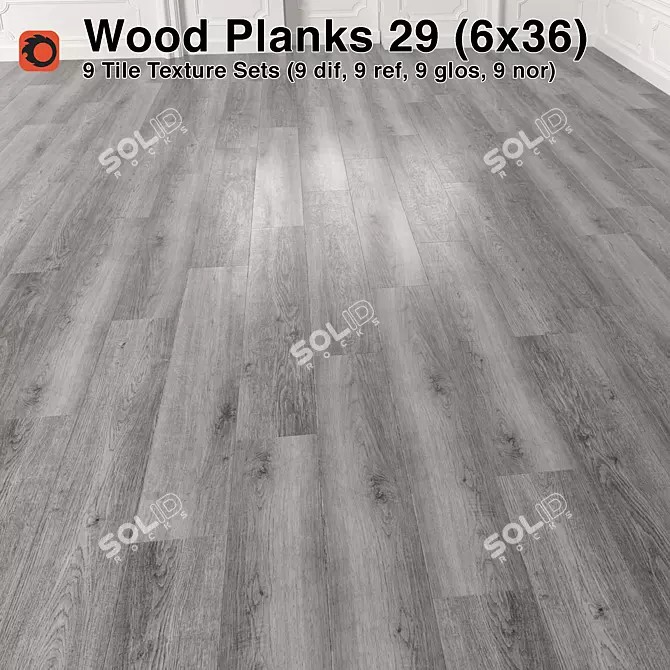 Premium Plank Wood Flooring 3D model image 1