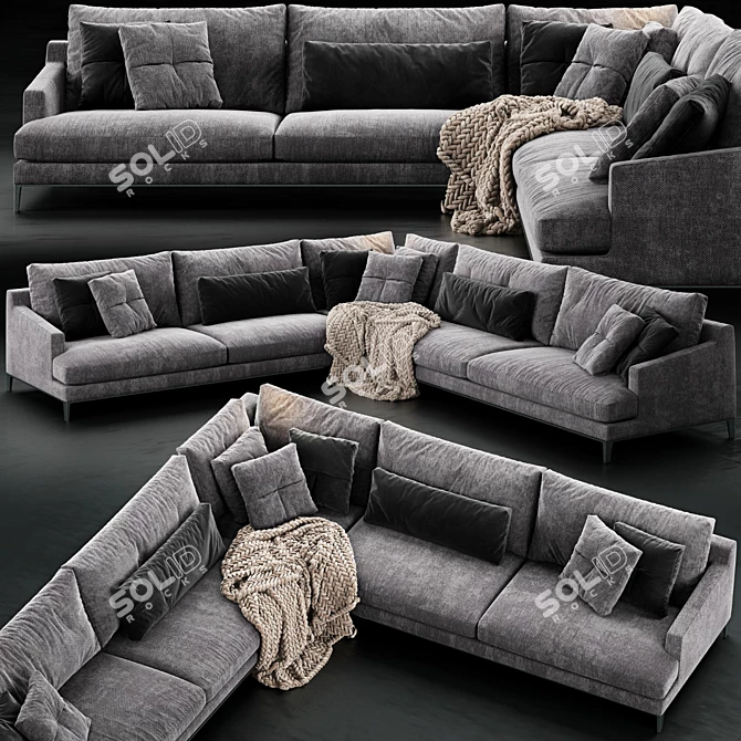 Poliform Bellport 3-Seater Sofa: Modern Comfort with Unwrapped UVs 3D model image 1