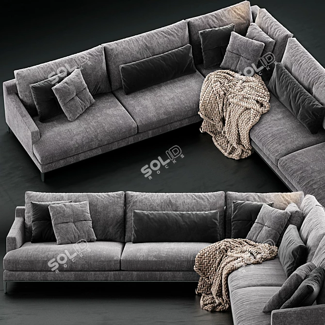 Poliform Bellport 3-Seater Sofa: Modern Comfort with Unwrapped UVs 3D model image 3
