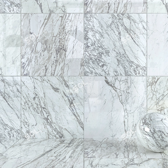 3K HD Statuario Select Wall Tiles 3D model image 1