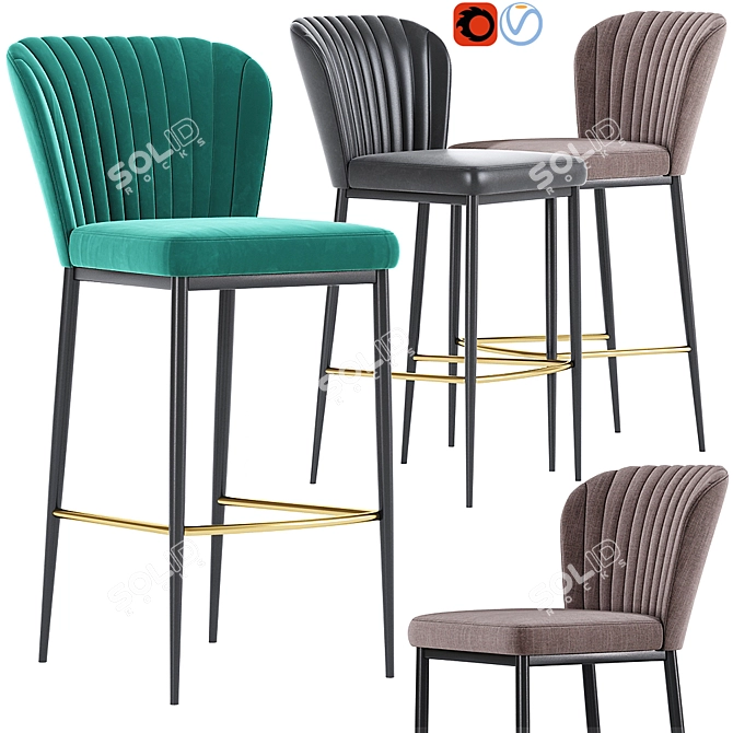 Sleek Bar Stool: Modern Design 3D model image 1