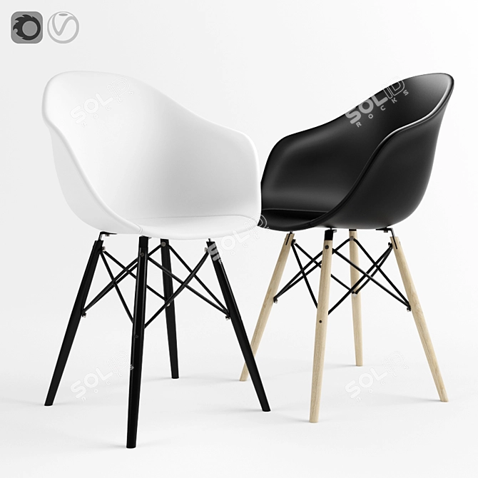 Sleek Cross Leg Dining Chair 3D model image 1