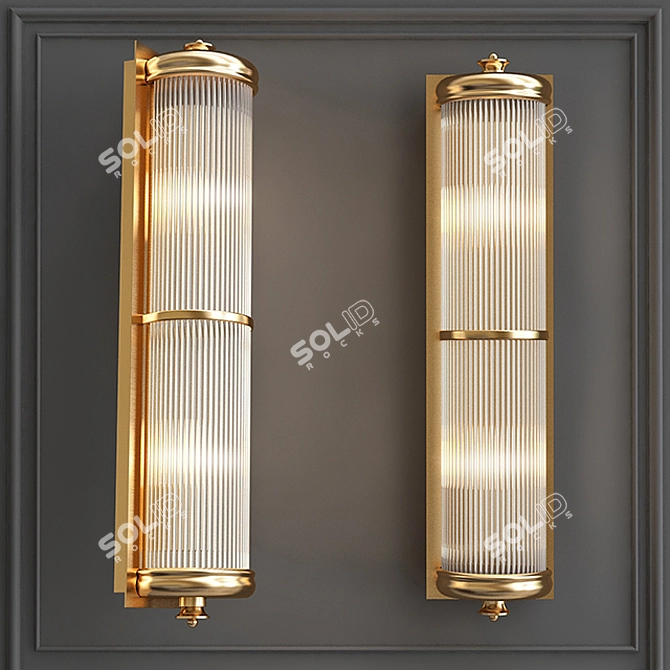 Glorious XL Brass Wall Lamp 3D model image 2