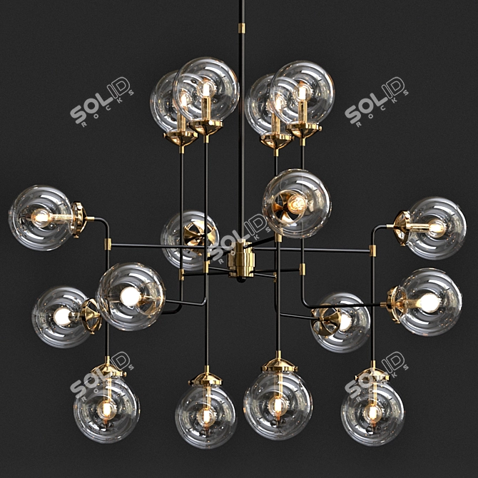 Elegant Clear Glass Chandelier 3D model image 1