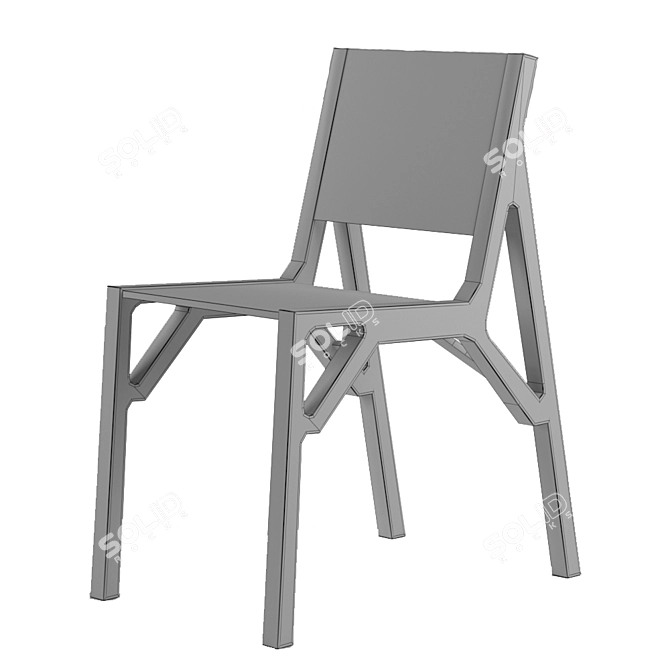 Elegant Wooden Chair - 80cm Height 3D model image 2