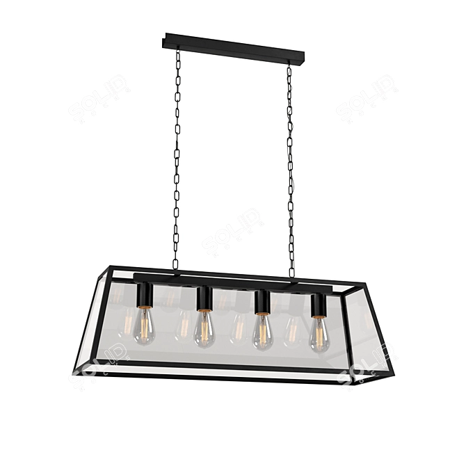 Modern Pendant Light Set with Adjustable Height 3D model image 1