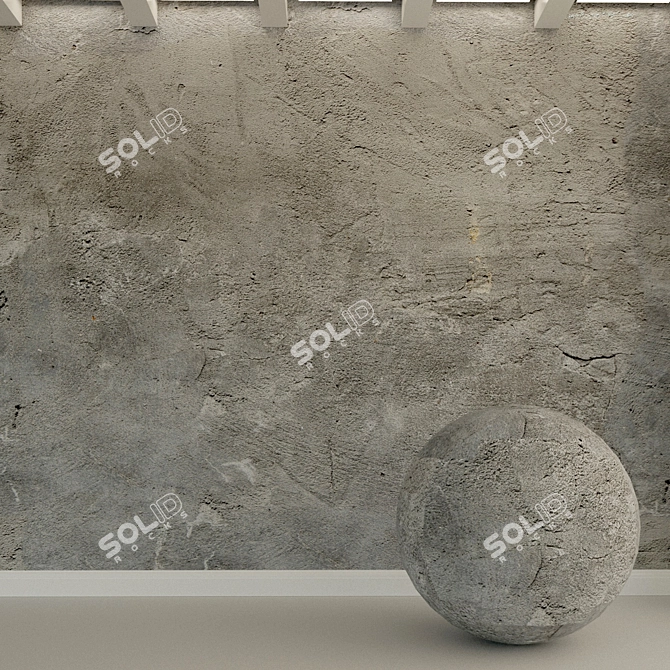 Authentic Aged Concrete Wall 3D model image 1