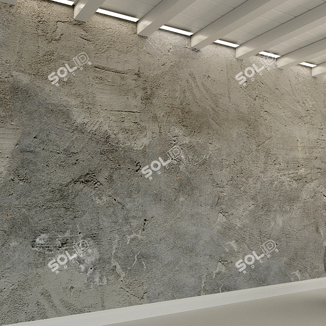 Authentic Aged Concrete Wall 3D model image 2