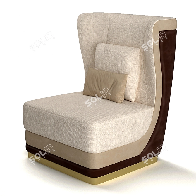 Luxury FRATO Mandarin Chair - Velvet & Leather Blend 3D model image 1