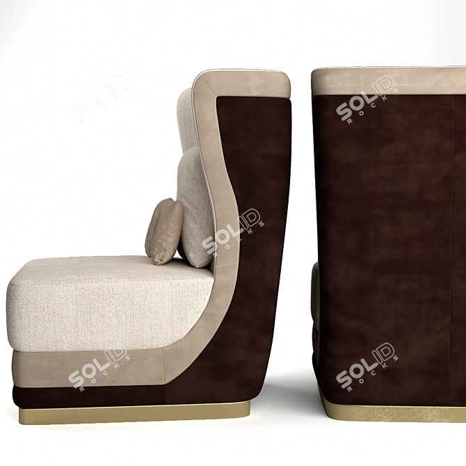 Luxury FRATO Mandarin Chair - Velvet & Leather Blend 3D model image 2