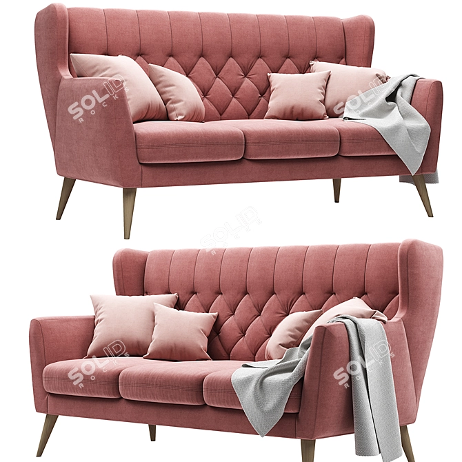 Elegant Aria 3-Seater Sofa 3D model image 1