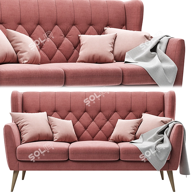 Elegant Aria 3-Seater Sofa 3D model image 2