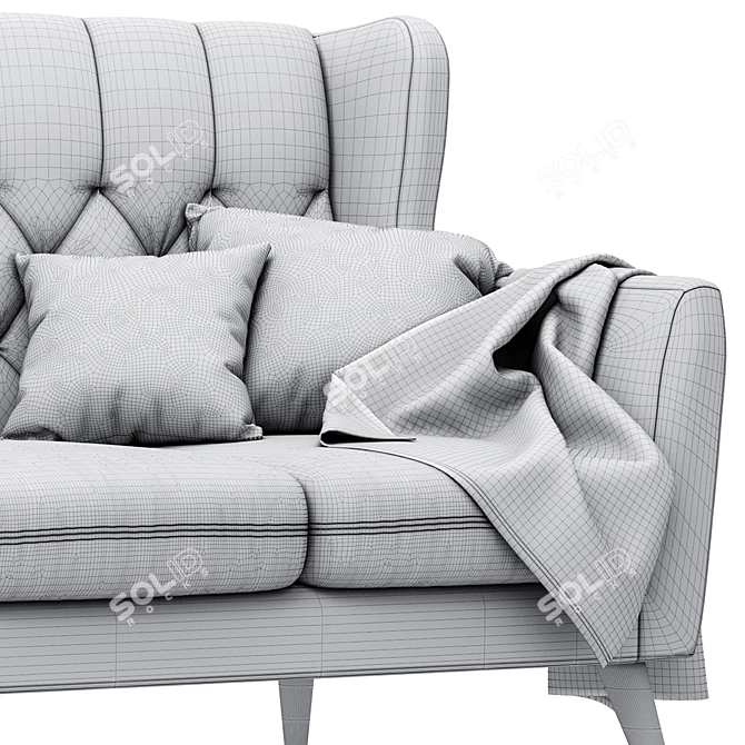 Elegant Aria 3-Seater Sofa 3D model image 3