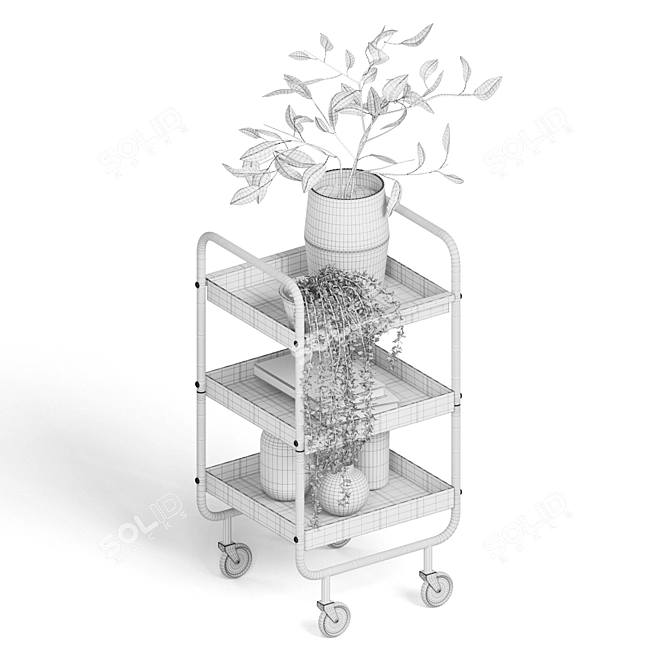 Sleek Gray Cart 3D model image 3