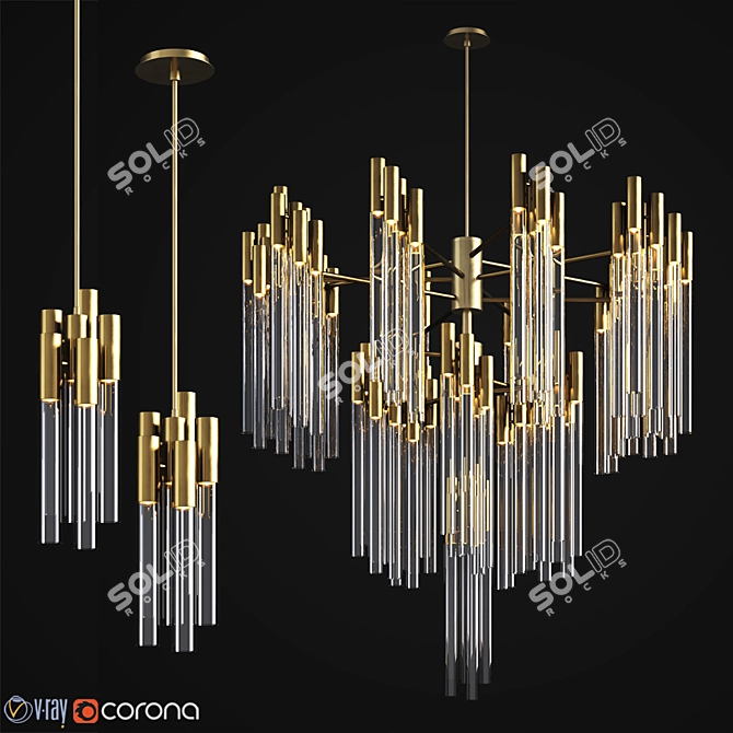 Elegant Burj Chandelier & Pendant Luxxu 3D model image 1