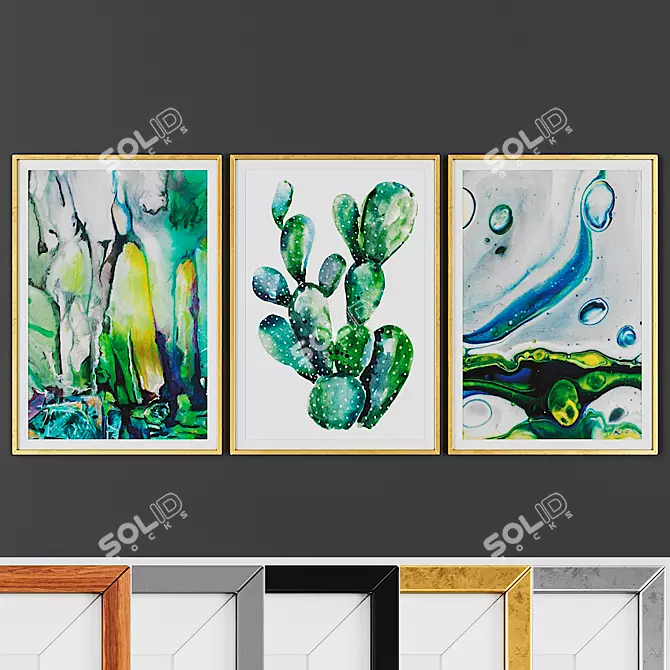 Elegant 3-Piece Frame Set 3D model image 1