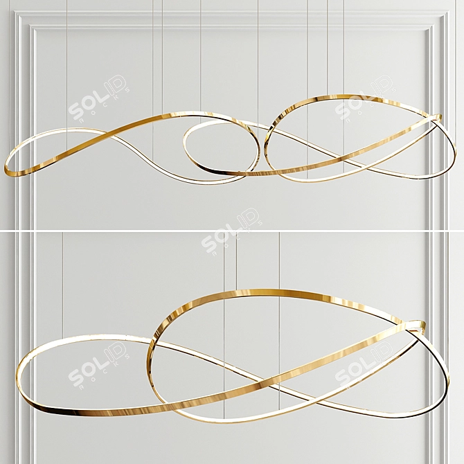 Elegant Shade Ring Chandelier 3D model image 1