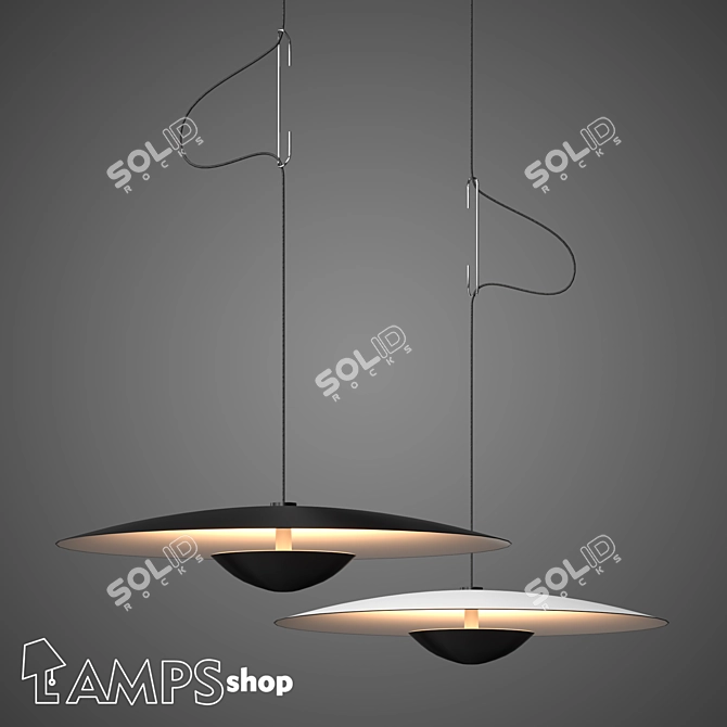 Modern UFO Inspired Chandelier 3D model image 1