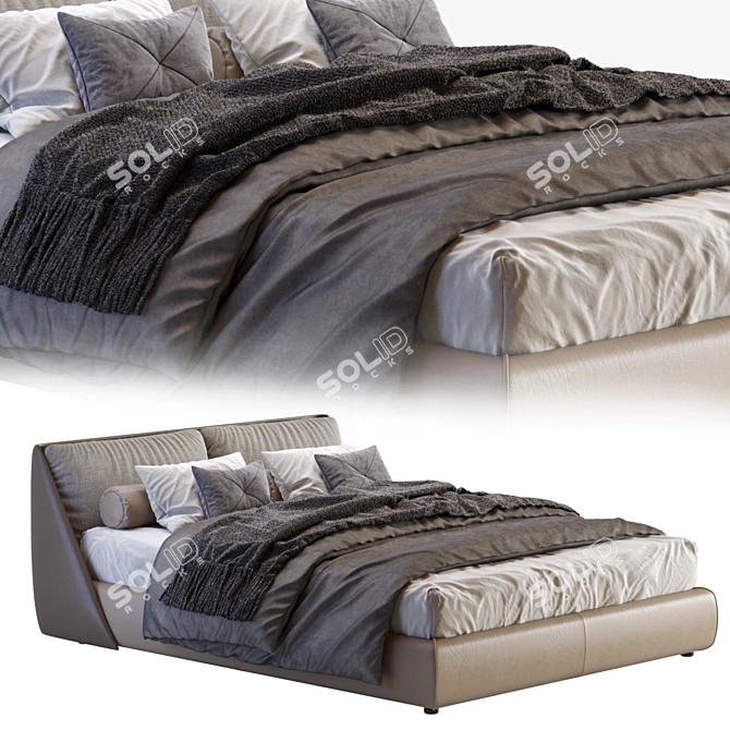 Alivar LAGOON Bed: Contemporary Elegance for Serene Sleep 3D model image 1