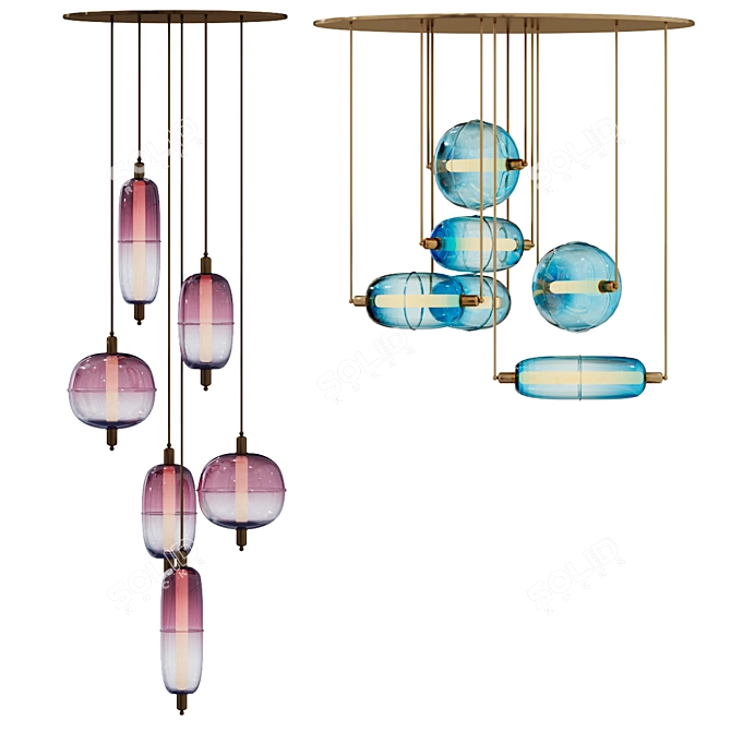 Moirai Crystal Drop Chandelier 3D model image 1