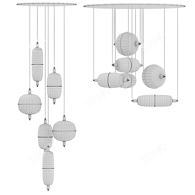 Moirai Crystal Drop Chandelier 3D model image 2