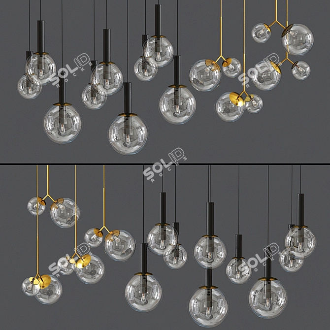 Sleek Ceiling Light Set 3D model image 1