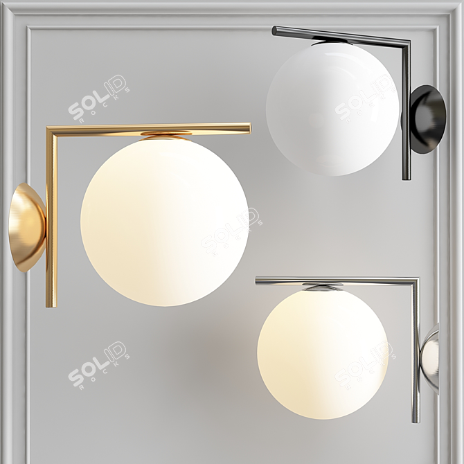 Modern White and Black Sconce 3D model image 3