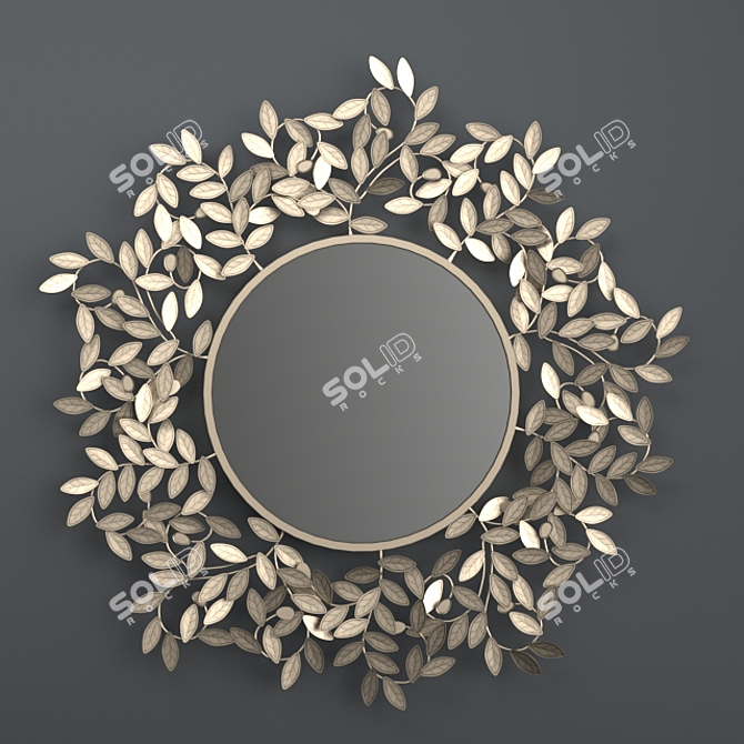 Leafy Metal Round Mirror - 101cm Diameter 3D model image 1