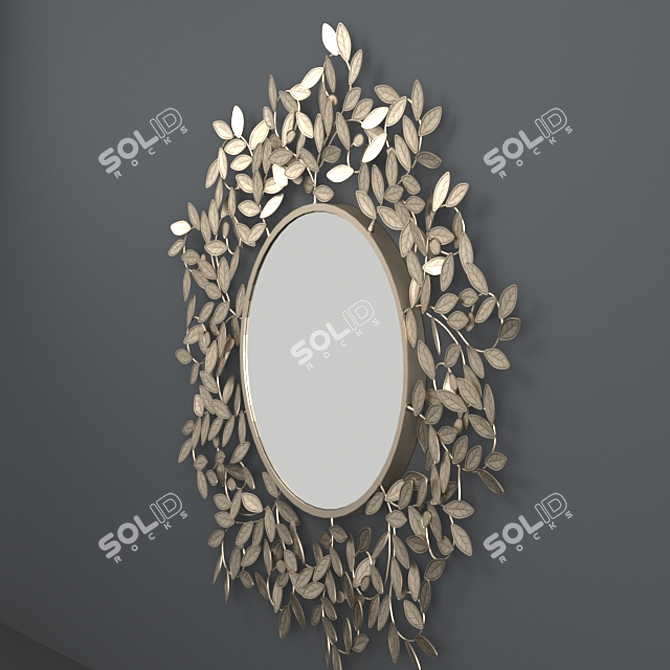 Leafy Metal Round Mirror - 101cm Diameter 3D model image 2