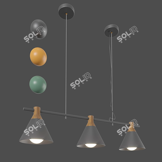 Modern Trio Pendant Light 3D model image 1