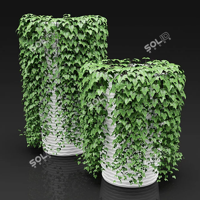 Lush Cascading Greenery: Set of Hanging Plants 3D model image 1